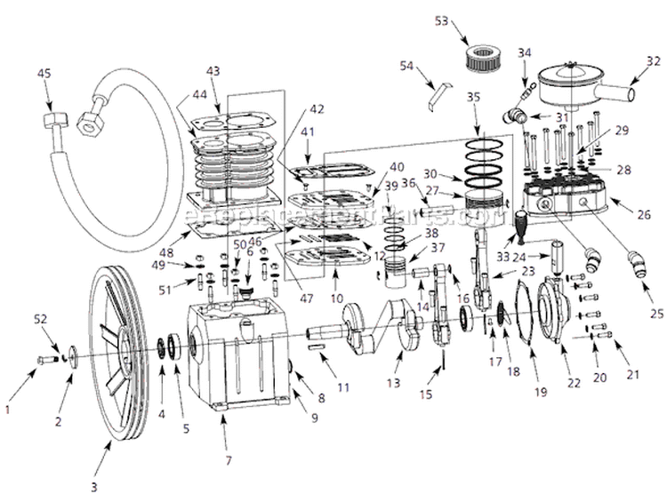 Page B Diagram and Parts List for EX55803VA 2005 Campbell Hausfeld Compressor